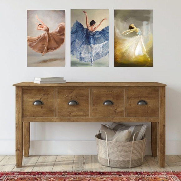 Ballerina Art Paintings Set x3 Art Prints 11x17 - Picture 1 of 4